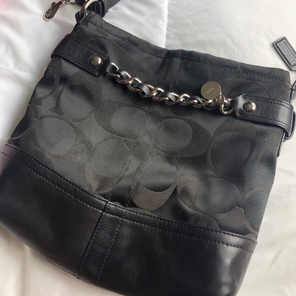 COACH black long strap bag